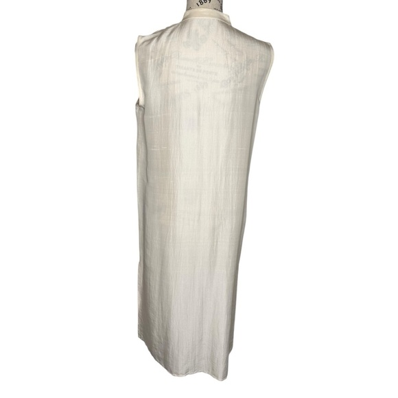 Eileen Fisher Silk Side Slit Sleeveless Full Button Midi Dress M Mandarin Collar - Picture 14 of 14